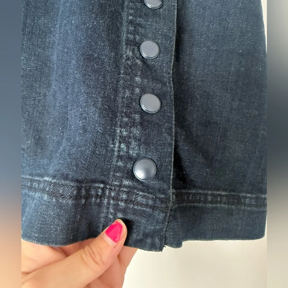 Free People Dark Denim Button Up Mini Skirt Size 2 - Picture 2 of 5